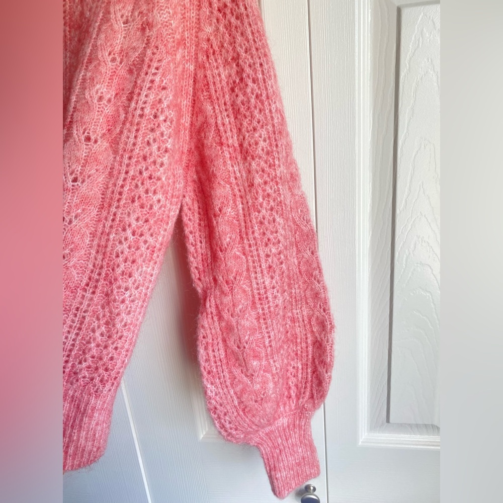 Sezane Pink Scarlett Cable Knit Jumper - light rosewood - Picture 7 of 10